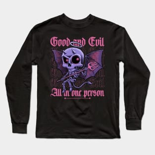 Good and Evil - Funny Diabolical Skull Long Sleeve T-Shirt